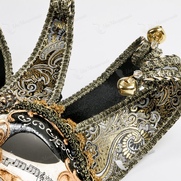 Black Gold Joker Venetian Musical Masquerade Party Eye Mask - Picture 4 of 4